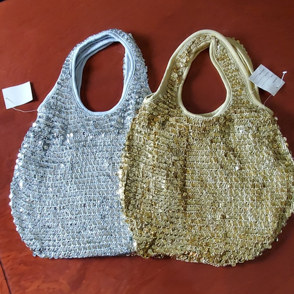 Set of two hobo bags- Gold and Silver